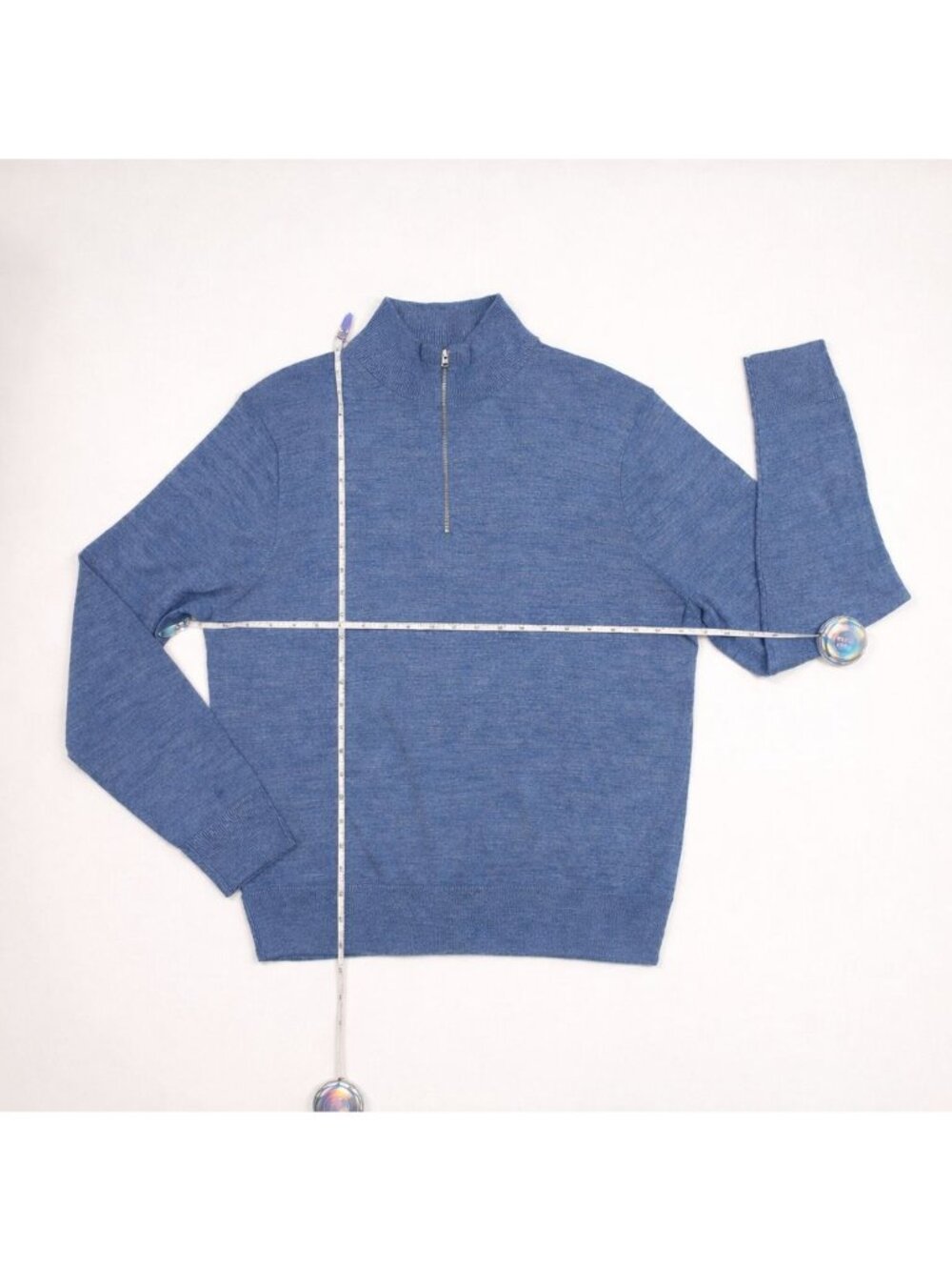 J.Crew Factory Machine-Washable Merino Blend Half-Zip Sweater Men’s Large Blue - Picture 5 of 16